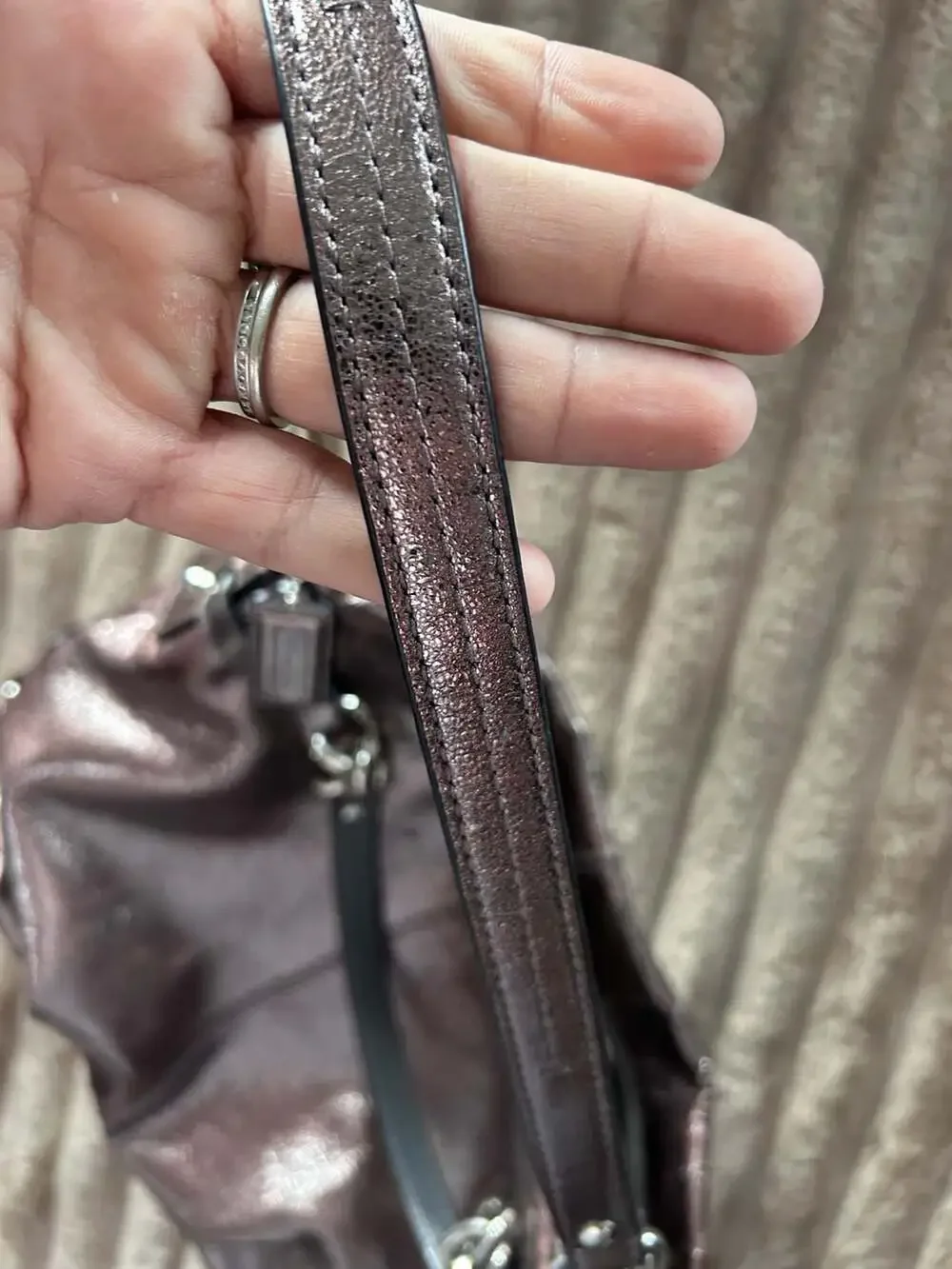 Vintage Coach Brooke Hobo Metallic Pewter Silver Leather Slouchy Shoulder Bag Pu